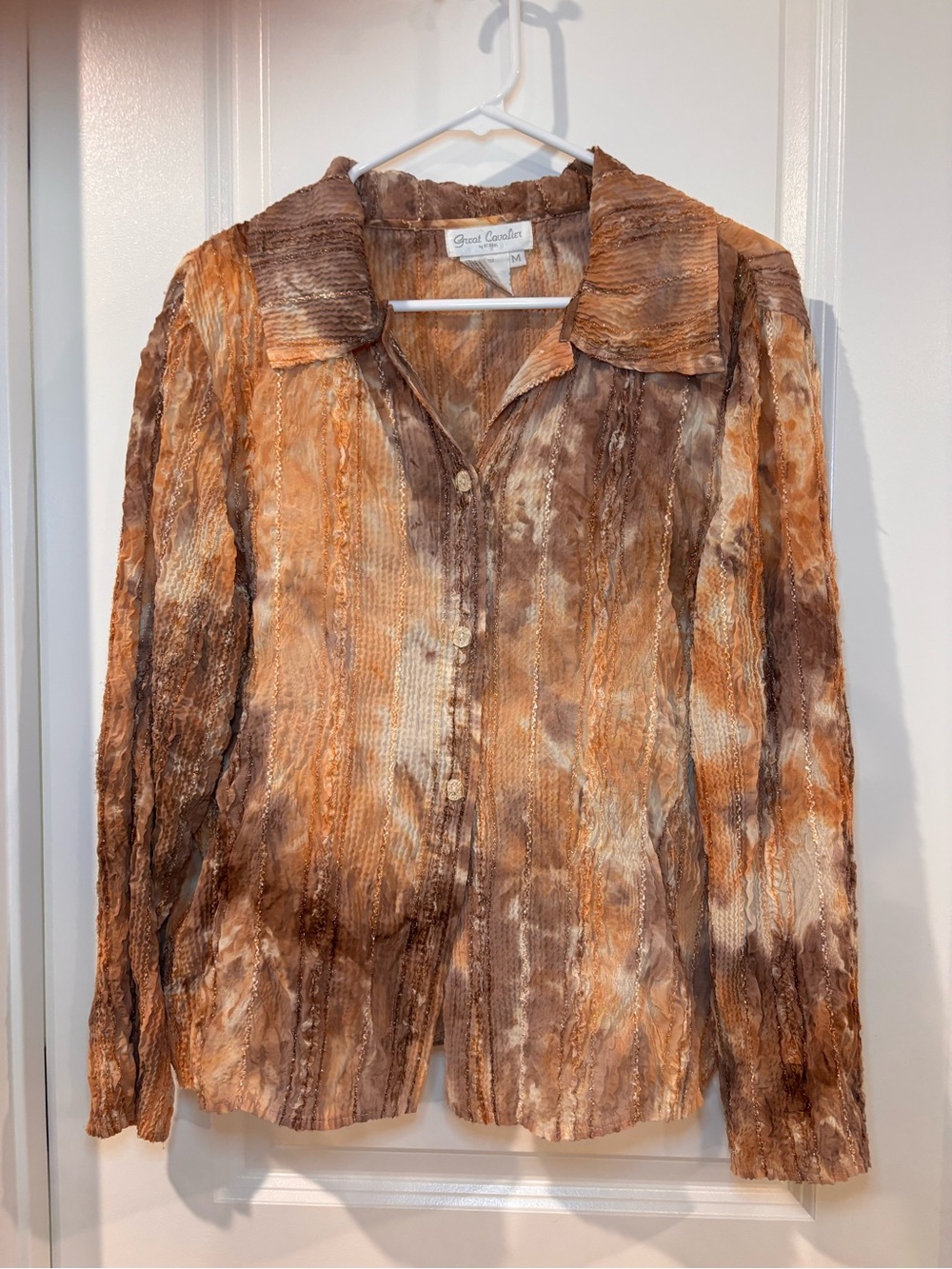 Autumn Brown Tie-Dye Button-Down Shirt